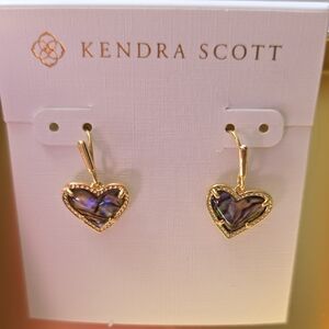 Kendra Scott Gold and Blue Heart Earrings